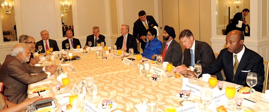 The Prime Minister at a breakfast meeting with CEOs, in New York